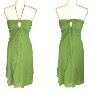 Joseph Ribkoff Vintage Green Overlay Cutout Halter Strapless Midi Slip Dress - 6